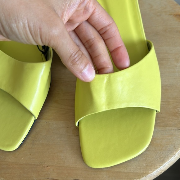 Zara KITTEN BLOCK HEELED MULES LEATHER SANDALS SLIP ON SLIPPERS GREEN 7.5 38 - Picture 15 of 17